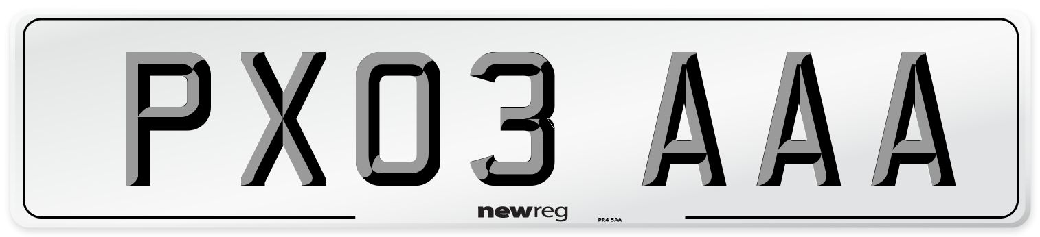 PX03 AAA Number Plate from New Reg